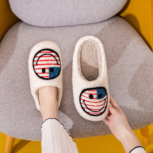 Patriotic AF Smiley Face Slippers