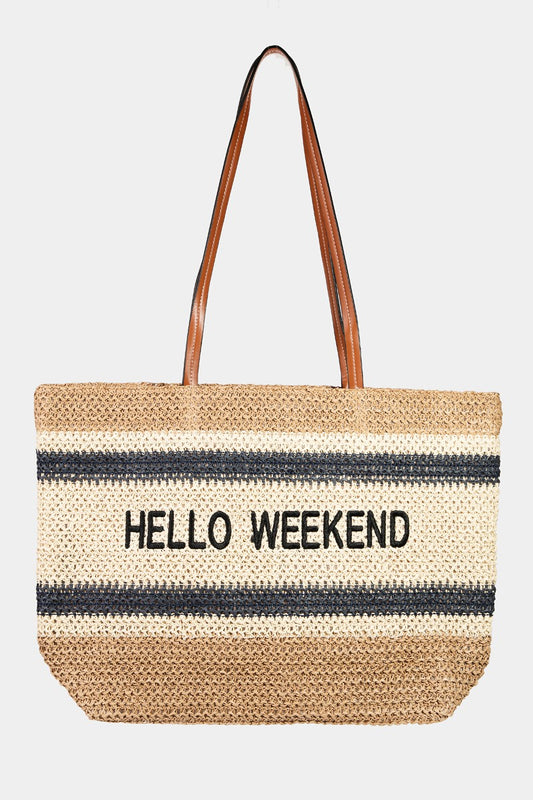 Hello Weekend Striped Tote