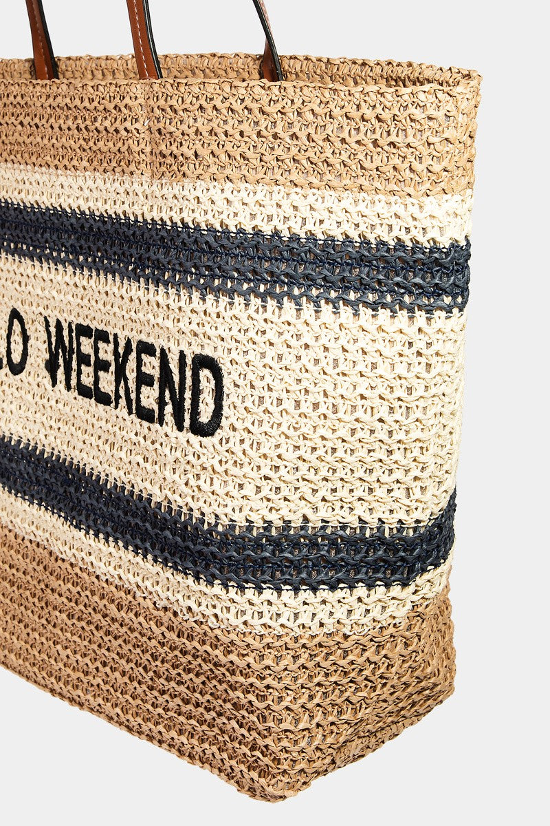 Hello Weekend Striped Tote