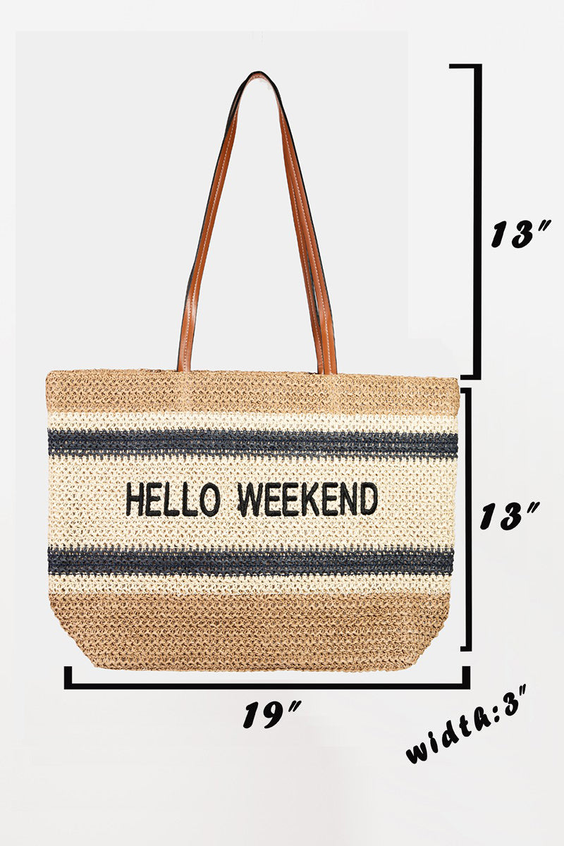 Hello Weekend Striped Tote