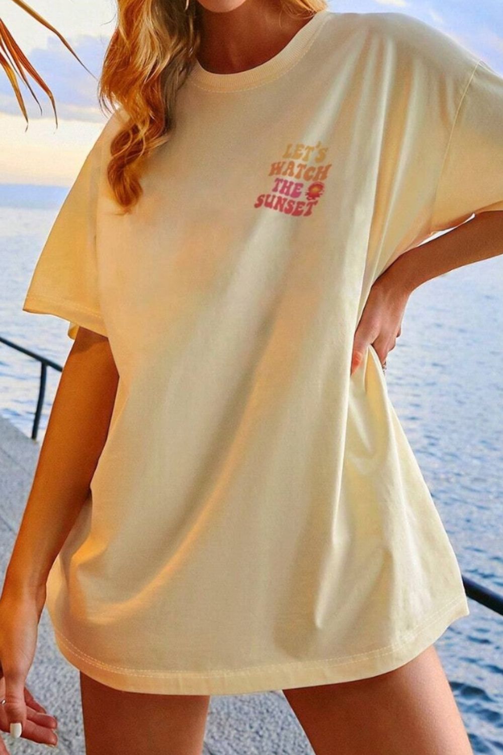 LET'S WATCH THE SUNSET oversized tee