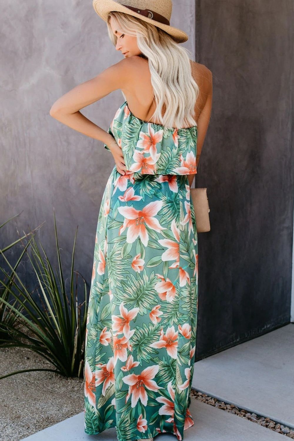 Take Me to The Keys Slit Tropical Sleeveless Tube Dress