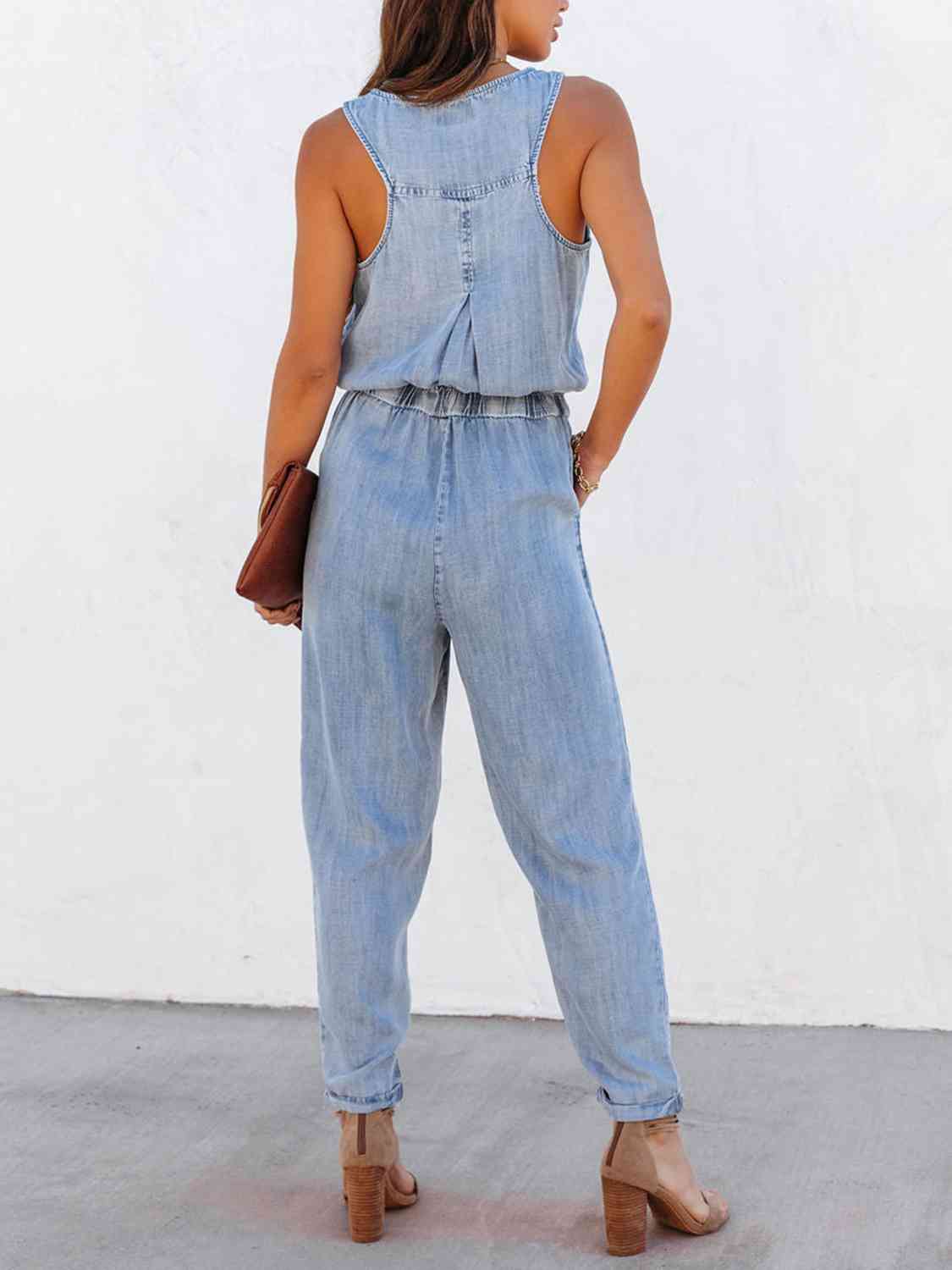 Can't Buy Me Love 80's inspired Drawstring Waist Sleeveless Jumpsuit