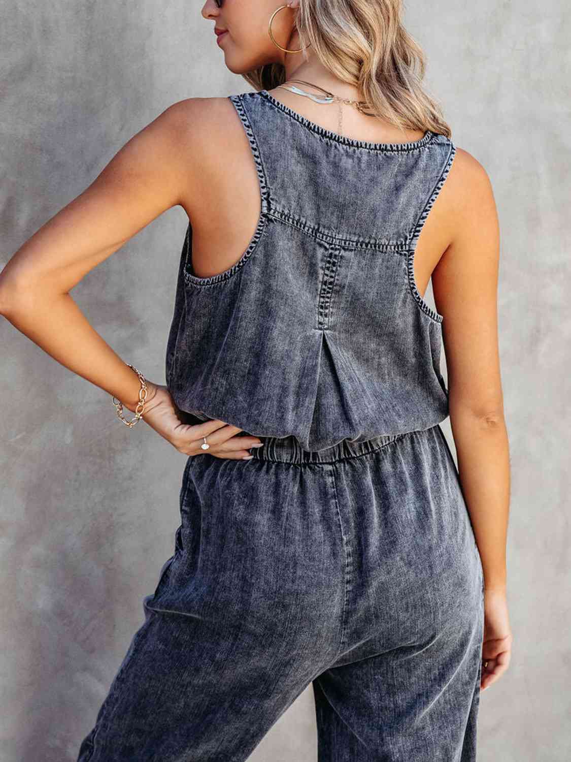 Can't Buy Me Love 80's inspired Drawstring Waist Sleeveless Jumpsuit