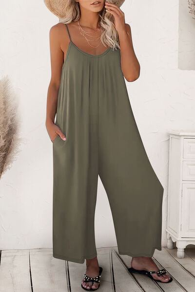 Scoop Neck Spaghetti Strap Jumpsuit